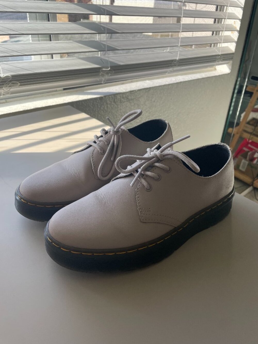 Dr. Martens Taupe Grey Lace-Up Oxfords